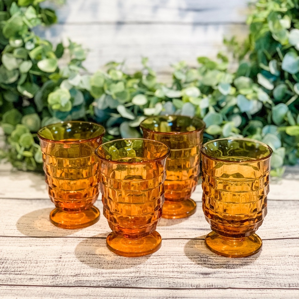 Vintage Indiana Cubist Small Juice Glasses